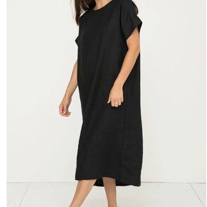 Elizabeth Suzann Georgia midi blk linen OSM